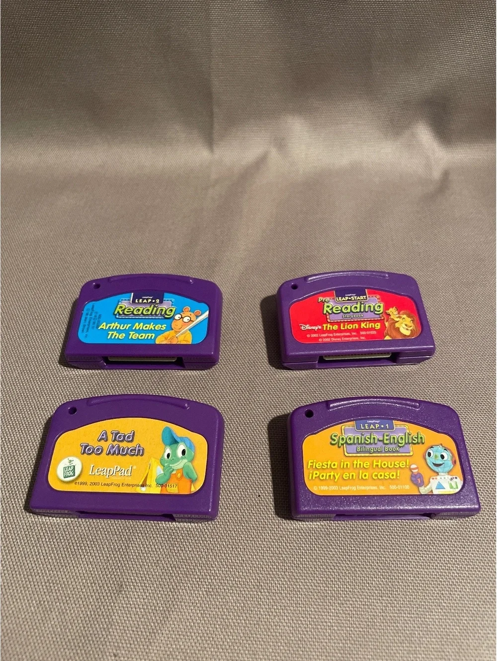 Vintage LeapFrog LeapPad Cartridges Lot of 4 Arthur Lion King Spanish-English